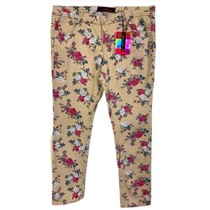 ALMOST FAMOUS FLORAL SKINNY JEANS FIVE POCKETS SIZE 17 STRETCH MULTICOLORS